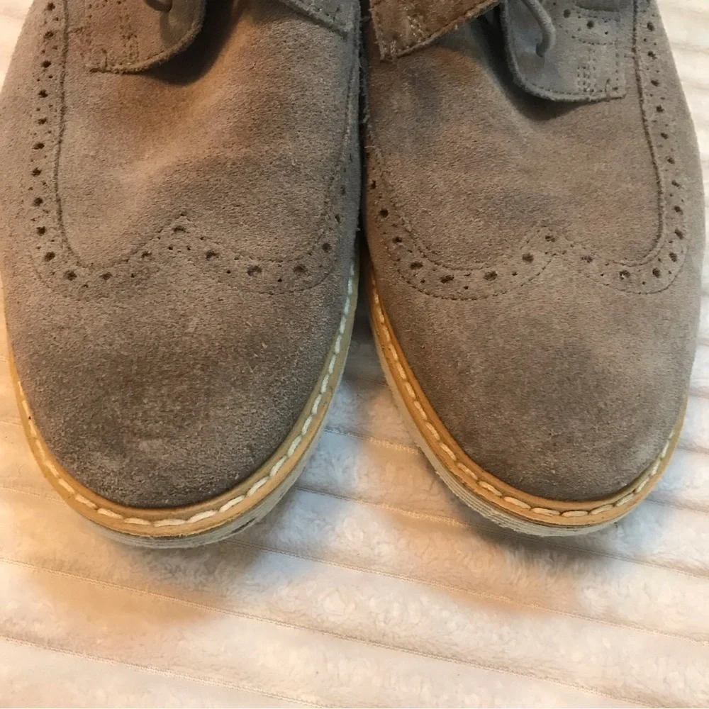 CLARKS MEN'S GAMBESON SUEDE BROGUES SAGE GREY Derby Dress Shoes Size 10.5